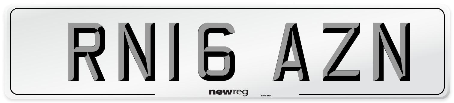 RN16 AZN Number Plate from New Reg